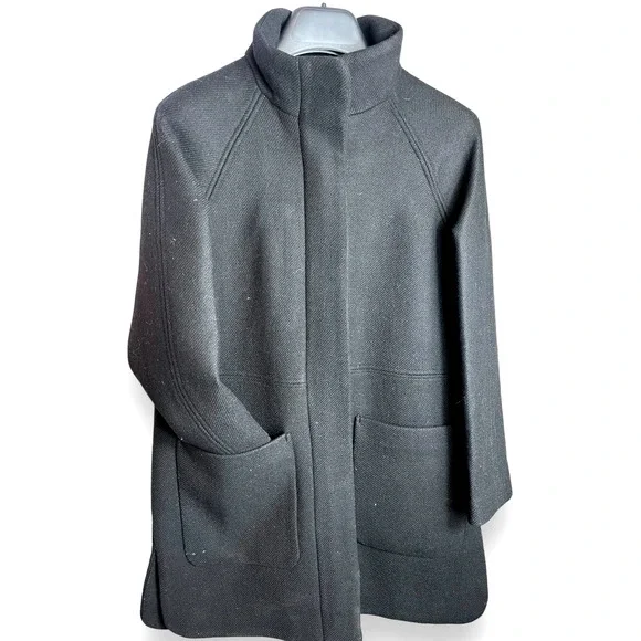 Madewell Estate Cocoon Coat in Insuluxe Fabric, Wool | Size Small, Black NEW - Picture 10 of 10